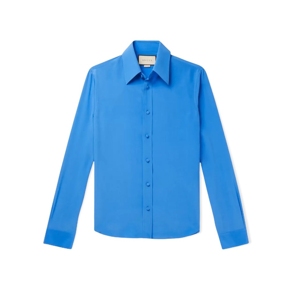 -. GICCI Silk Crepe Dress Shirt